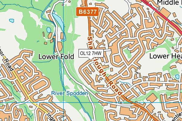 OL12 7HW map - OS VectorMap District (Ordnance Survey)