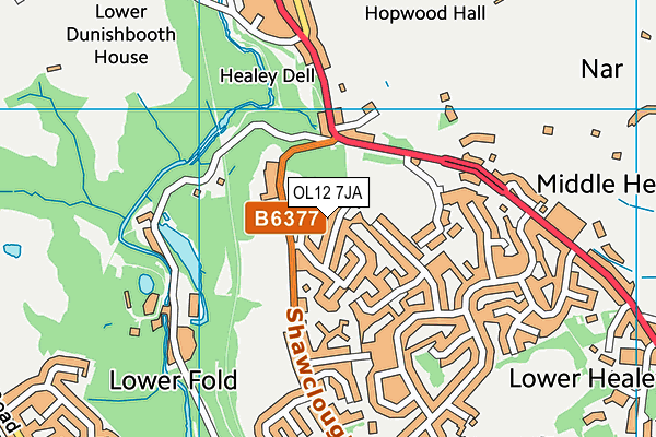 OL12 7JA map - OS VectorMap District (Ordnance Survey)