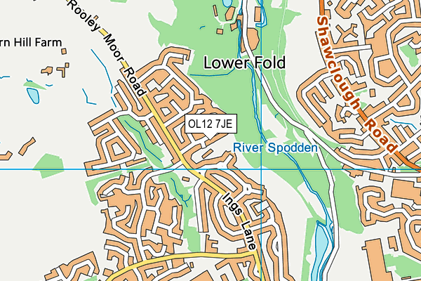 OL12 7JE map - OS VectorMap District (Ordnance Survey)