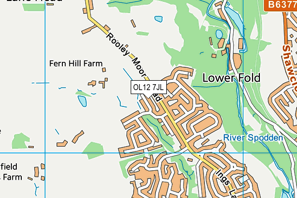 OL12 7JL map - OS VectorMap District (Ordnance Survey)