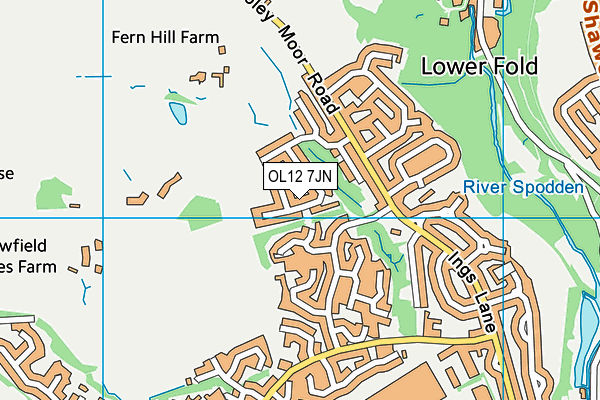 OL12 7JN map - OS VectorMap District (Ordnance Survey)