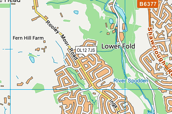 OL12 7JS map - OS VectorMap District (Ordnance Survey)