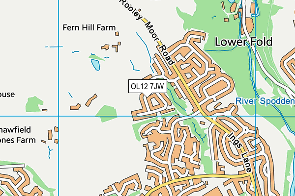 OL12 7JW map - OS VectorMap District (Ordnance Survey)