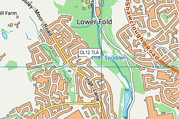 OL12 7LA map - OS VectorMap District (Ordnance Survey)