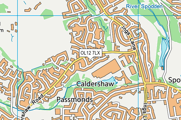 OL12 7LX map - OS VectorMap District (Ordnance Survey)