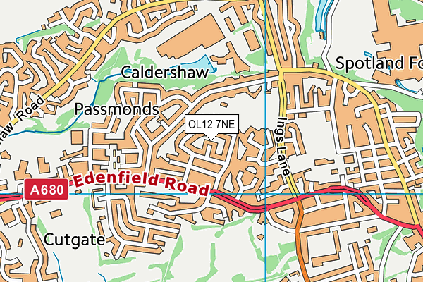 OL12 7NE map - OS VectorMap District (Ordnance Survey)