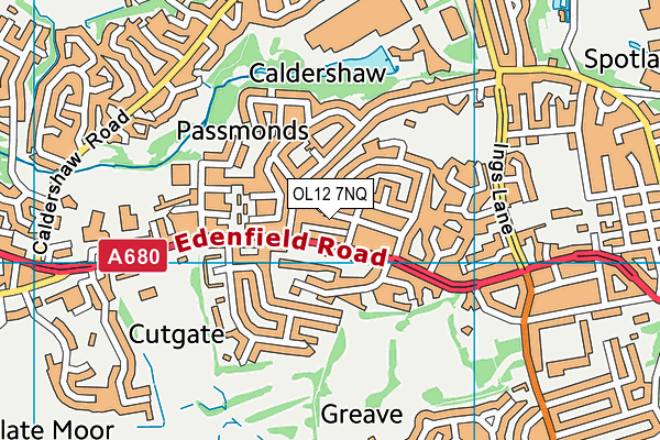 OL12 7NQ map - OS VectorMap District (Ordnance Survey)