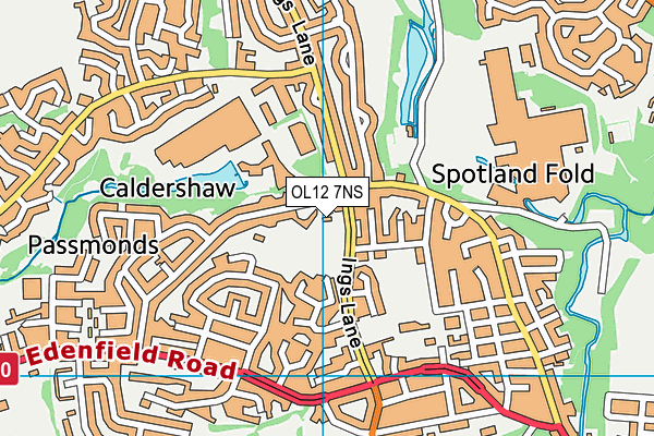 OL12 7NS map - OS VectorMap District (Ordnance Survey)