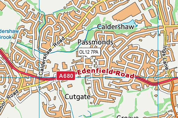 OL12 7PA map - OS VectorMap District (Ordnance Survey)