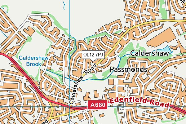 OL12 7PJ map - OS VectorMap District (Ordnance Survey)