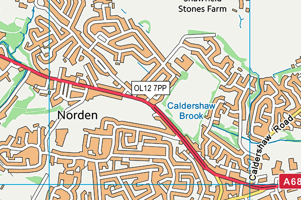 OL12 7PP map - OS VectorMap District (Ordnance Survey)