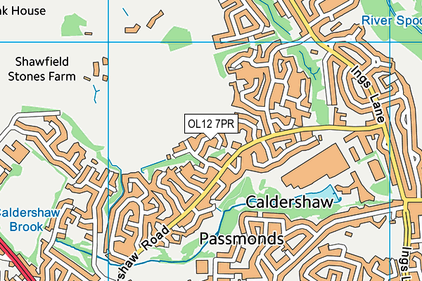 OL12 7PR map - OS VectorMap District (Ordnance Survey)