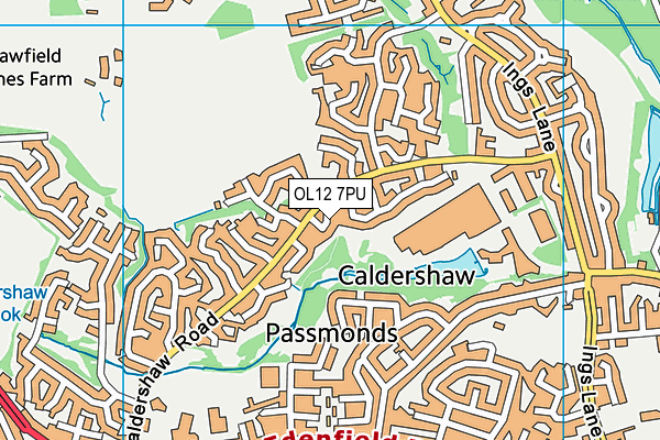 OL12 7PU map - OS VectorMap District (Ordnance Survey)