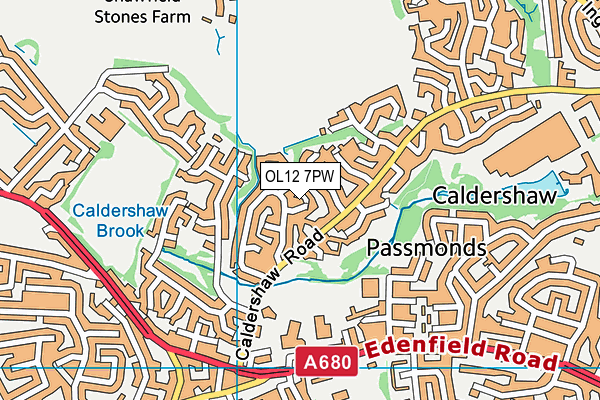 OL12 7PW map - OS VectorMap District (Ordnance Survey)