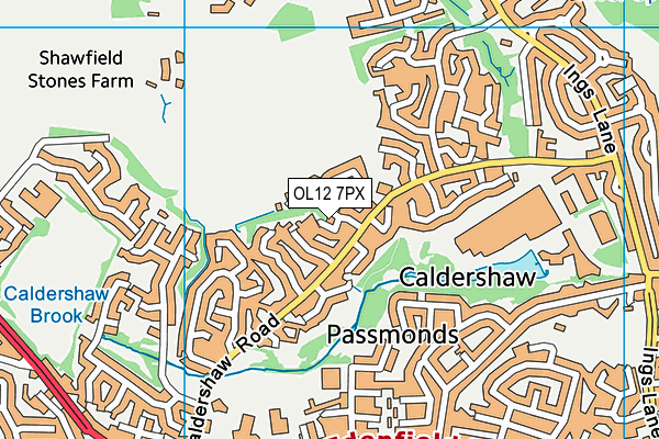 OL12 7PX map - OS VectorMap District (Ordnance Survey)