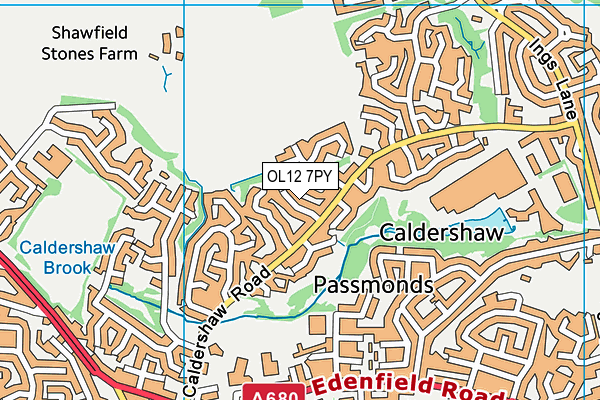 OL12 7PY map - OS VectorMap District (Ordnance Survey)