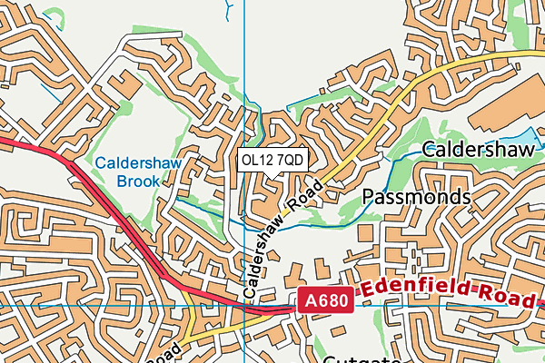 OL12 7QD map - OS VectorMap District (Ordnance Survey)