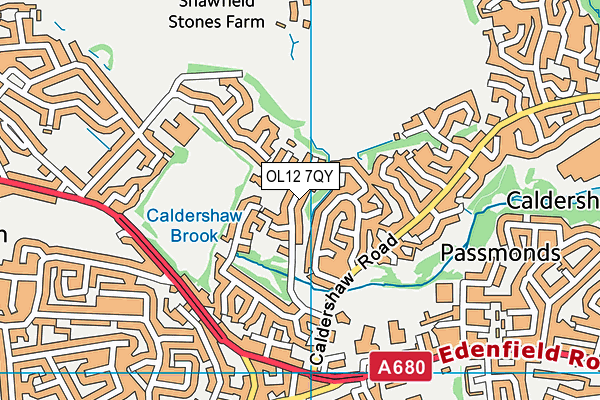 OL12 7QY map - OS VectorMap District (Ordnance Survey)