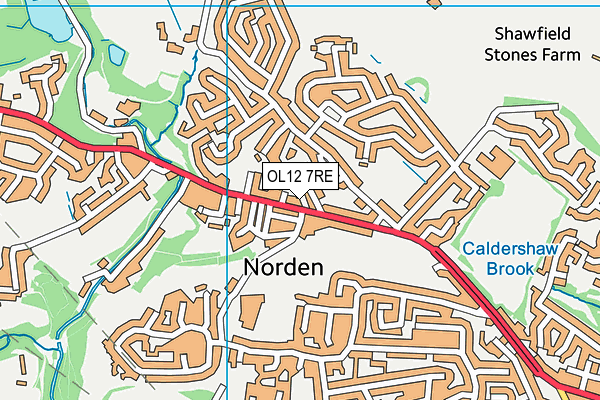 OL12 7RE map - OS VectorMap District (Ordnance Survey)