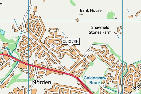 OL12 7RH map - OS VectorMap District (Ordnance Survey)