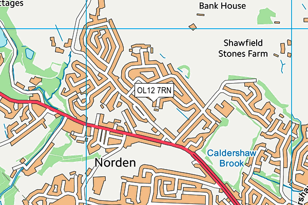 OL12 7RN map - OS VectorMap District (Ordnance Survey)