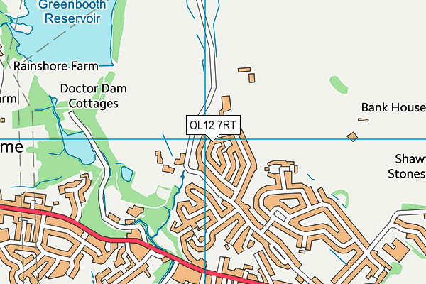 OL12 7RT map - OS VectorMap District (Ordnance Survey)