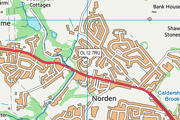 OL12 7RU map - OS VectorMap District (Ordnance Survey)