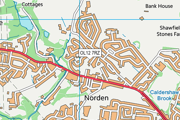 OL12 7RZ map - OS VectorMap District (Ordnance Survey)