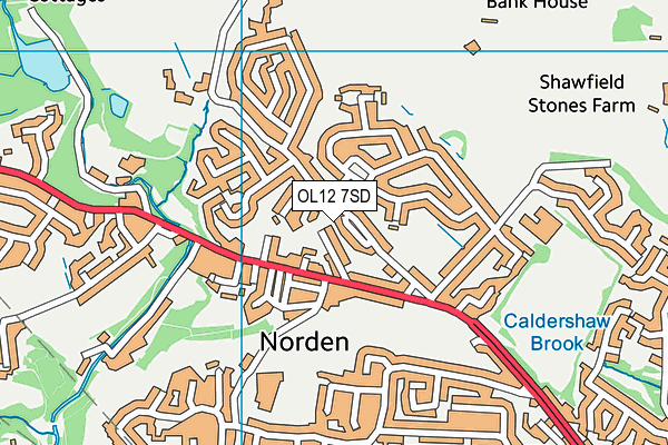 Norden Cricket Club map (OL12 7SD) - OS VectorMap District (Ordnance Survey)