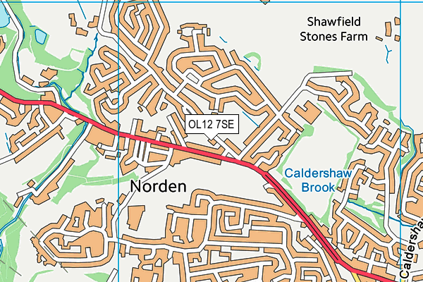 OL12 7SE map - OS VectorMap District (Ordnance Survey)