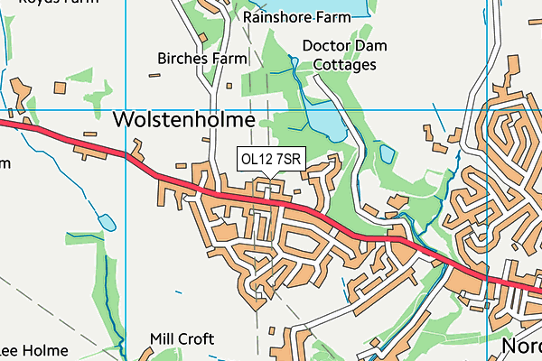 OL12 7SR map - OS VectorMap District (Ordnance Survey)