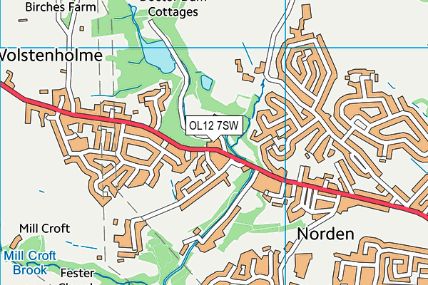 OL12 7SW map - OS VectorMap District (Ordnance Survey)