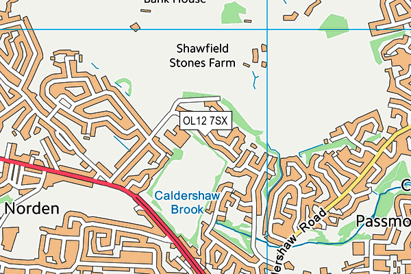OL12 7SX map - OS VectorMap District (Ordnance Survey)