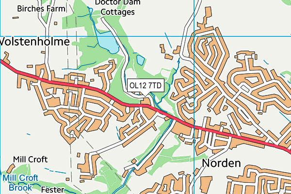 OL12 7TD map - OS VectorMap District (Ordnance Survey)