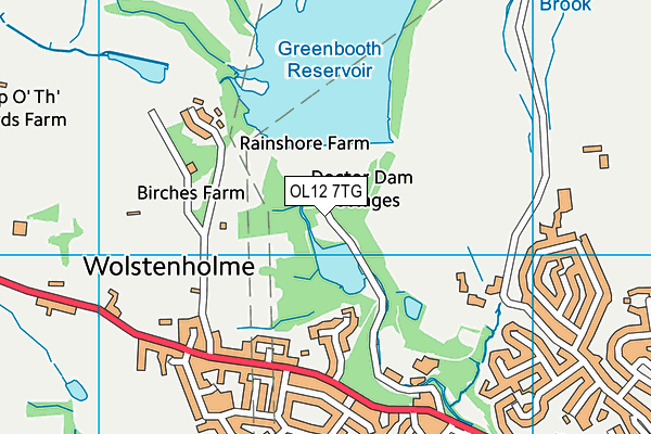 OL12 7TG map - OS VectorMap District (Ordnance Survey)