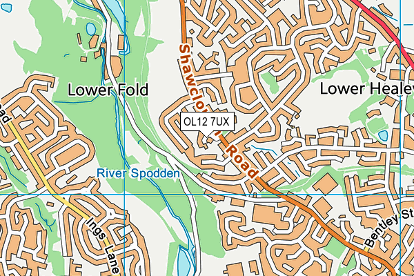 OL12 7UX map - OS VectorMap District (Ordnance Survey)