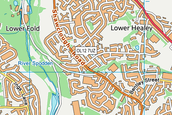 OL12 7UZ map - OS VectorMap District (Ordnance Survey)