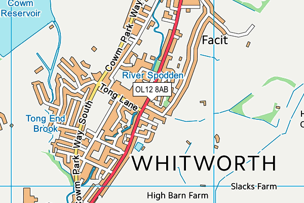 OL12 8AB map - OS VectorMap District (Ordnance Survey)