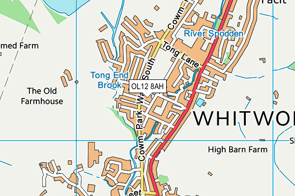 OL12 8AH map - OS VectorMap District (Ordnance Survey)