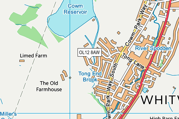 OL12 8AW map - OS VectorMap District (Ordnance Survey)