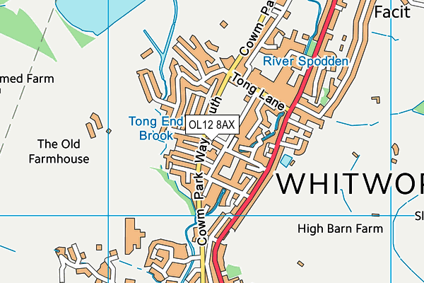 OL12 8AX map - OS VectorMap District (Ordnance Survey)