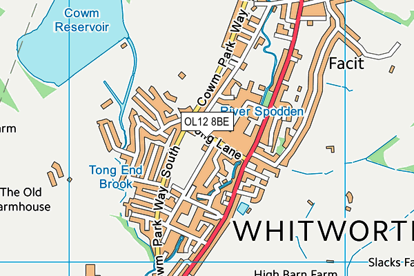 OL12 8BE map - OS VectorMap District (Ordnance Survey)