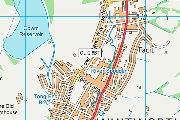 Whitworth Leisure Centre (Closed) map (OL12 8BT) - OS VectorMap District (Ordnance Survey)