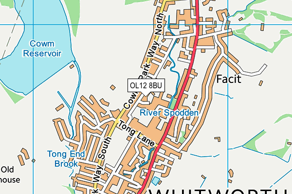 OL12 8BU map - OS VectorMap District (Ordnance Survey)
