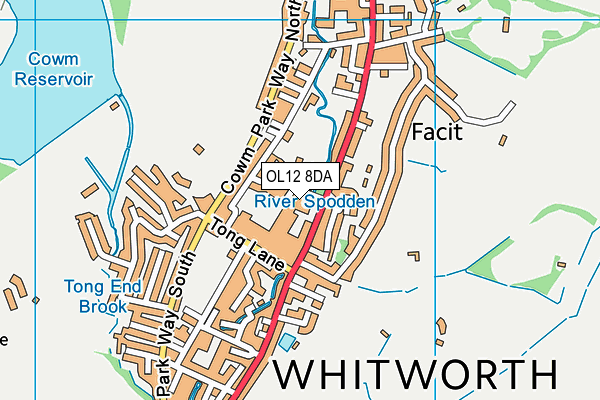 OL12 8DA map - OS VectorMap District (Ordnance Survey)