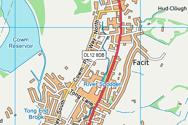 OL12 8DB map - OS VectorMap District (Ordnance Survey)