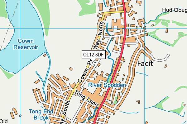 OL12 8DF map - OS VectorMap District (Ordnance Survey)