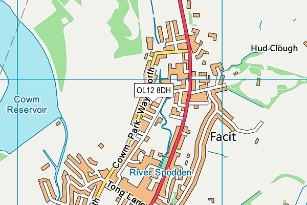 OL12 8DH map - OS VectorMap District (Ordnance Survey)