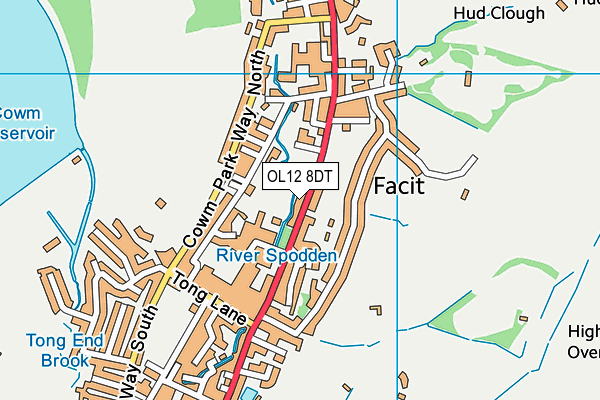 OL12 8DT map - OS VectorMap District (Ordnance Survey)