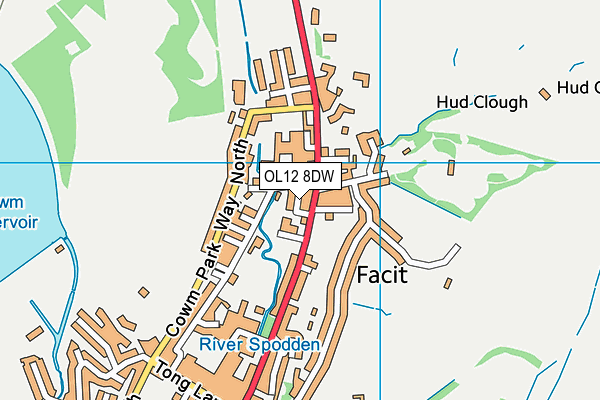 OL12 8DW map - OS VectorMap District (Ordnance Survey)